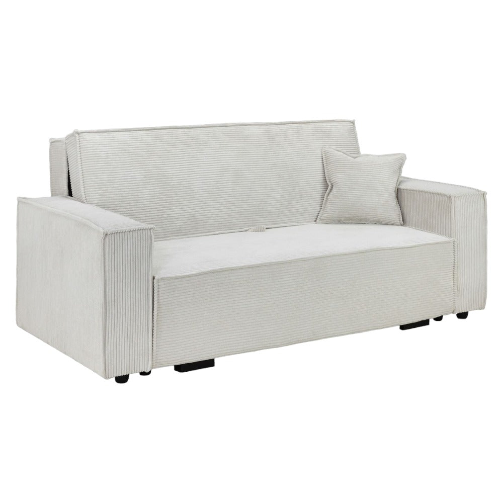 Beige Jumbo Cord 3-Seater Sofa Bed with Storage Solution