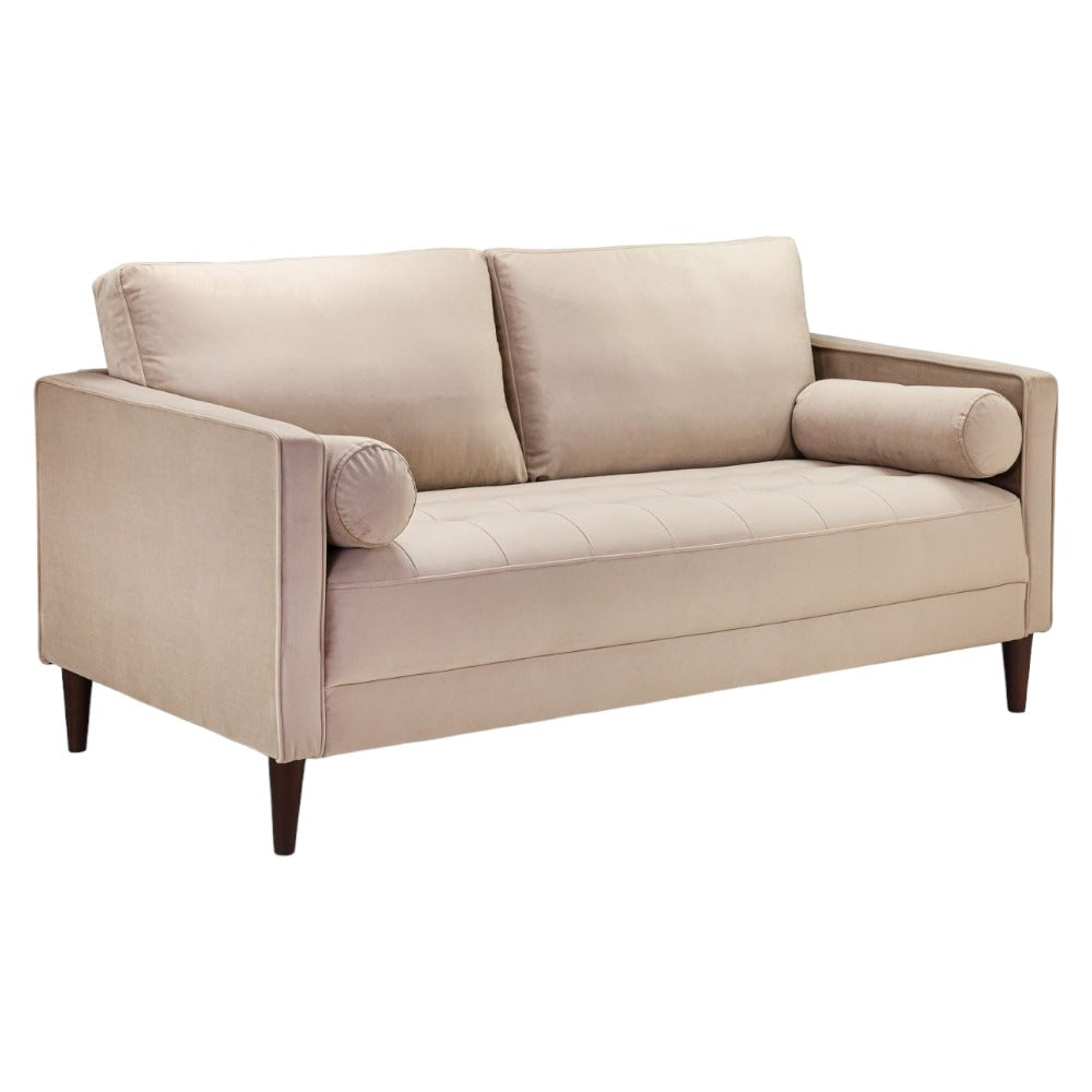 Harper Plush Velvet Fabric Beige 3 Seater Sofa