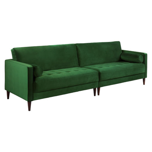 Harper Plush Velvet Fabric Green 4 Seater Sofa