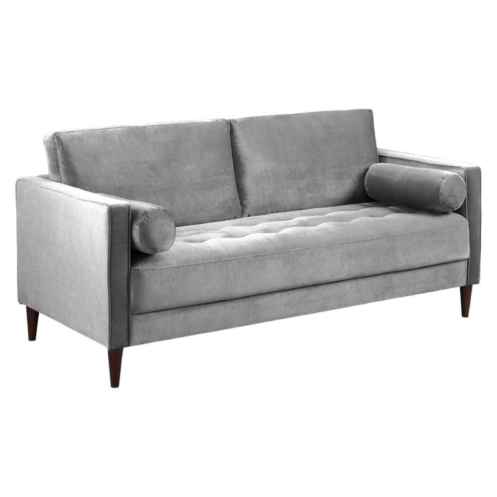 Harper Plush Grey Velvet Fabric 3 Seater Sofa