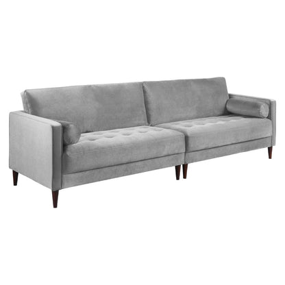 Harper Plush Velvet Fabric Grey 4 Seater Sofa