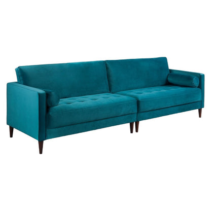 Harper Fabric Plush Velvet Fabric Teal 4 Seater Sofa