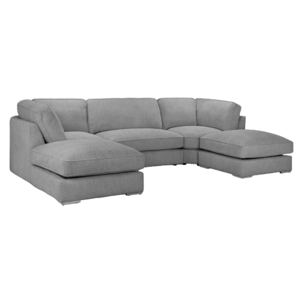 Inga Fullback Grey Fabric U Shape Corner Sofa