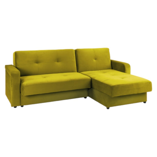 Kair Yellow Plush Universal Corner Sofabed with Storage