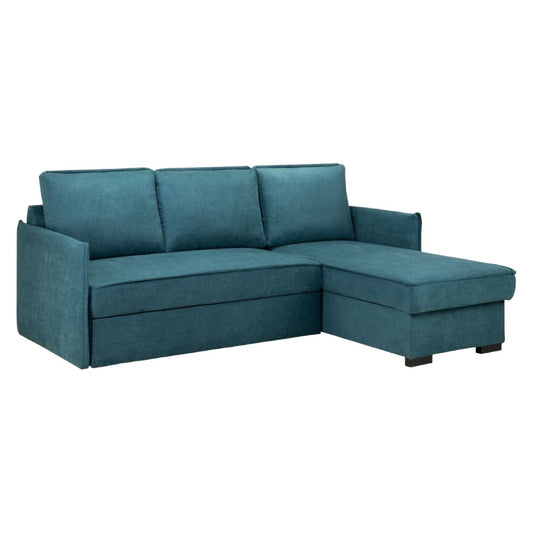 Miel Plush Teal Universal Corner Sofabed with Storage