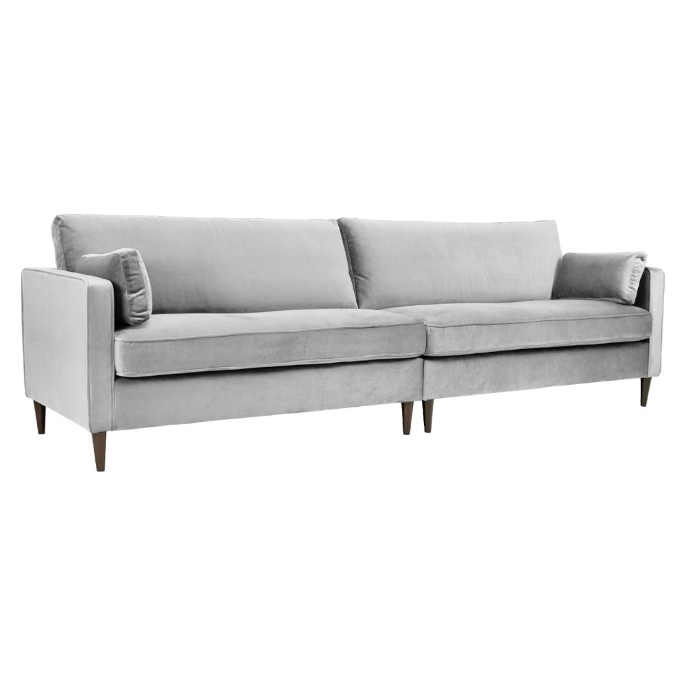 Munich Fabric Plush Velvet Grey 4 Seater Sofa