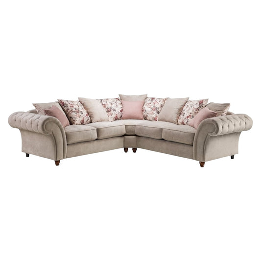 Luxurious Beige Chesterfield Large Corner Sofa for Elegance