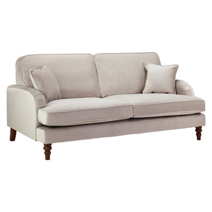 Rupert Beige Velvet Fabric 3 Seater Sofa