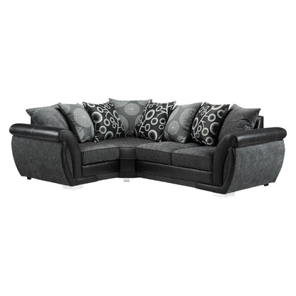 Elegant Black and Grey Left Hand Corner Sofa for Cozy Living