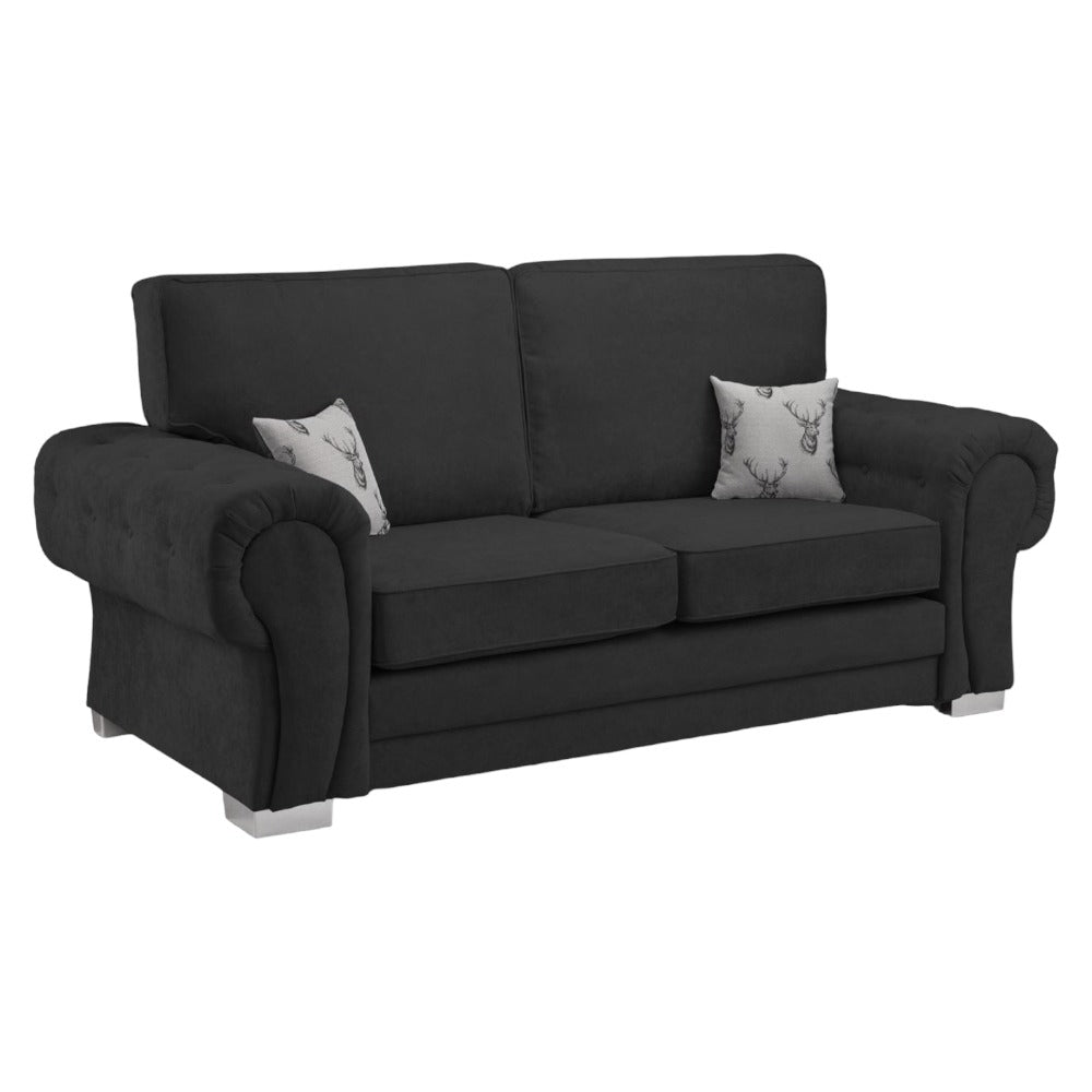 Verona Black Fabric 3 Seater Sofa