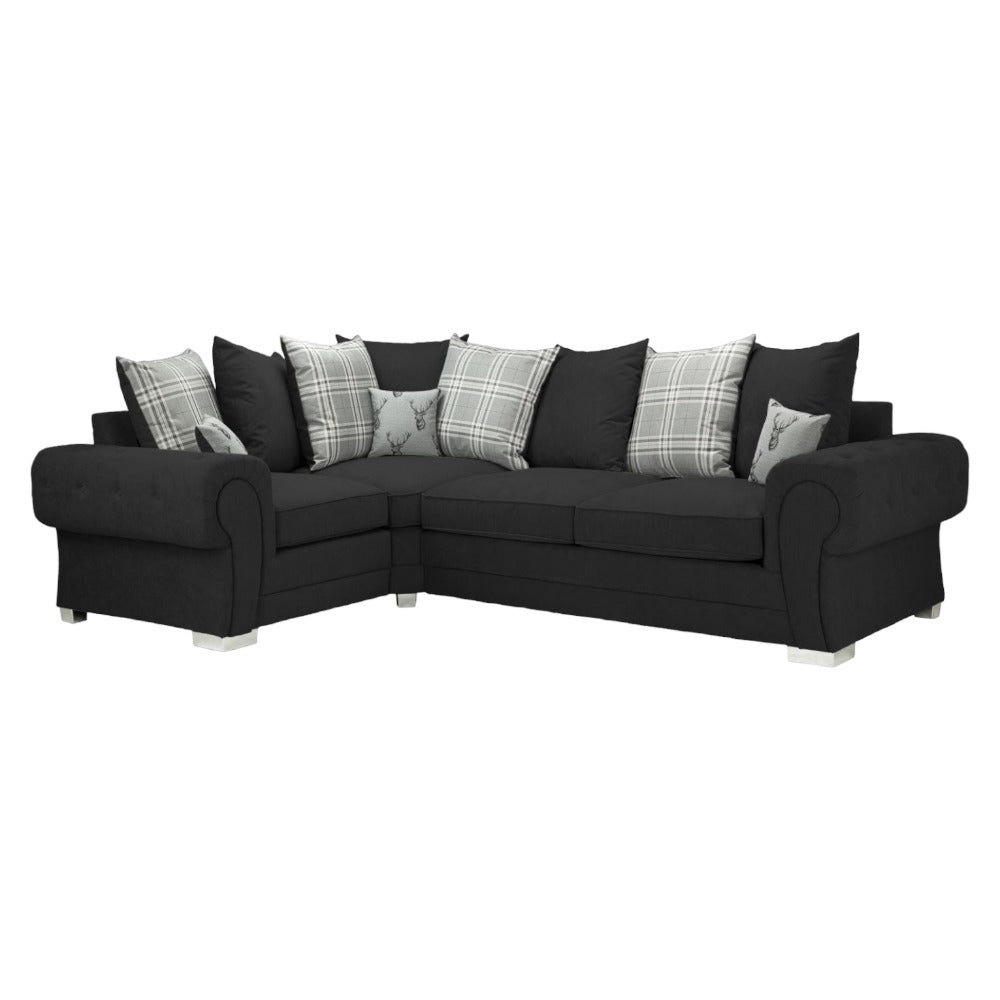 Verona Scatterback Black Left Hand Facing Corner Sofabed