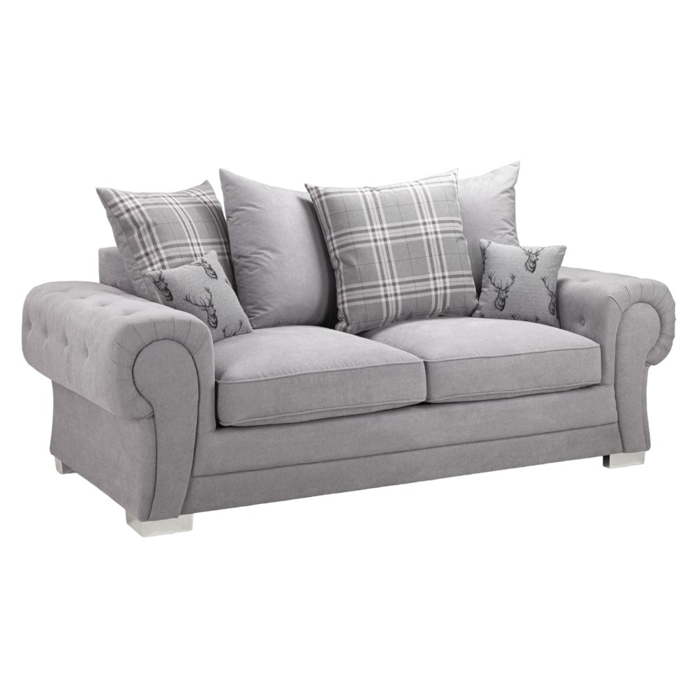 Verona Scatterback Grey Fabric 3 Seater Sofabed