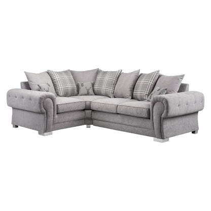 Luxury Grey Left Hand Corner Sofa with Removable Cushions