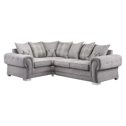 Elegant Grey Left Hand Corner Sofabed with Scatterback Design