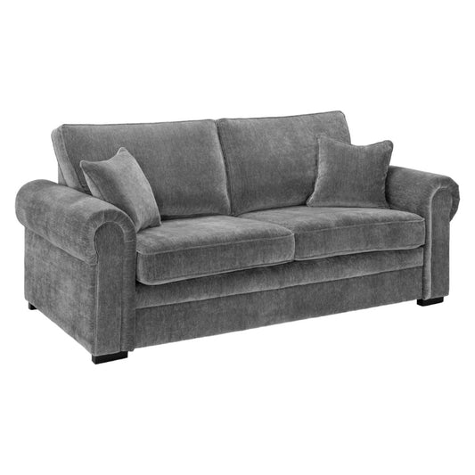 Elegant Grey Fabric 3-Seater Sofa with Sofabed Functionality