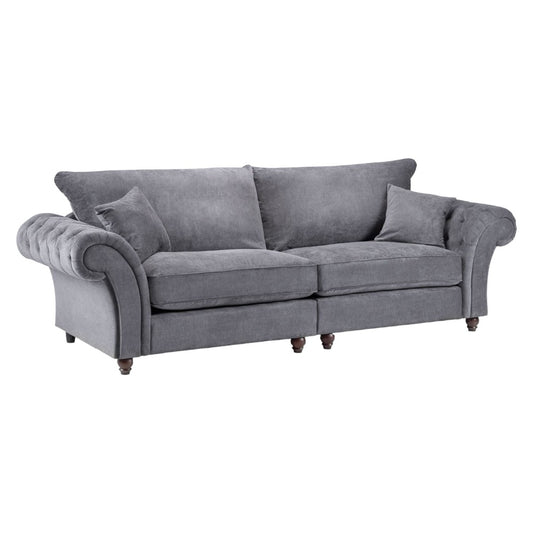 Windsor Fabric Fullback Chesterfield Grey 4 Seater Sofa