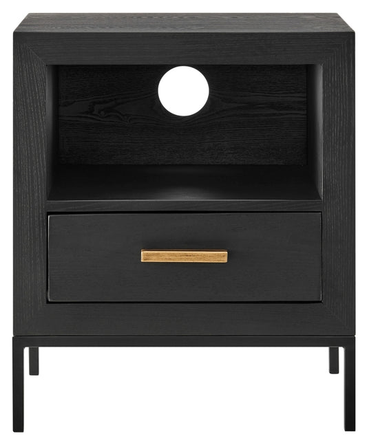 Brixton Black 1 Drawer Bedside Table