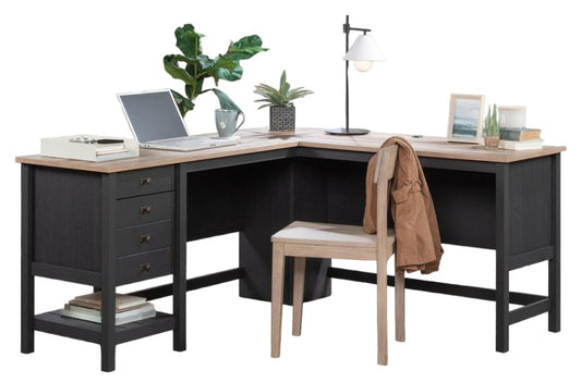 Teknik Shaker Style Raven Oak L-Shaped Desk