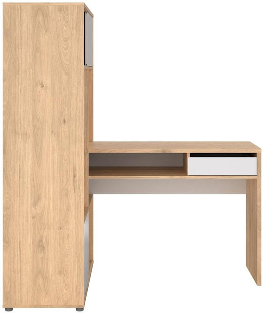 Function Jackson Hickory and White Plus Corner Desk with Bookcase