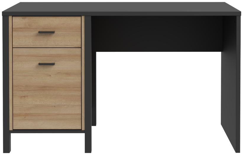 High Rock Matt Black and Riviera Oak 1 Door 1 Drawer Desk