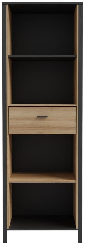 High Rock Matt Black and Riviera Oak 1 Drawer Shelf Unit