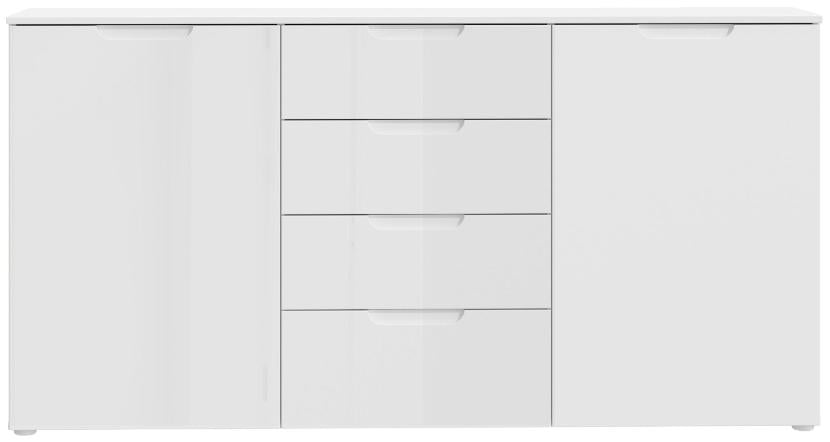 Sienna High Gloss White 2 Door 4 Drawers Wide Chest