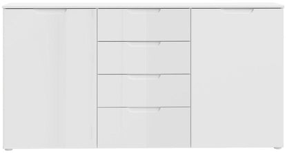 Sienna High Gloss White 2 Door 4 Drawers Wide Chest