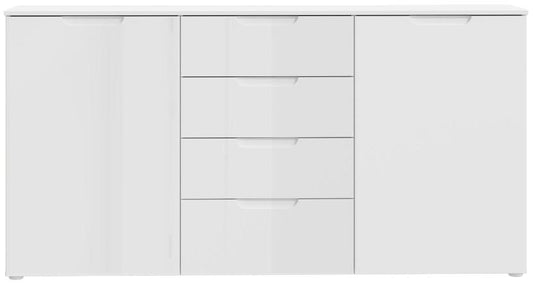 Sienna High Gloss White 2 Door 4 Drawers Wide Chest