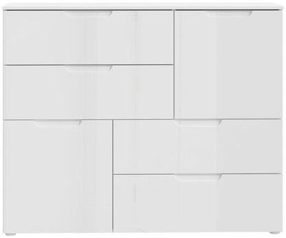 Sienna High Gloss White Abstract 4 Drawer Chest