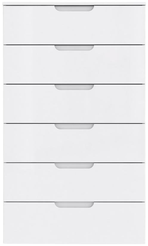 Sienna High Gloss White 6 Drawer Chest