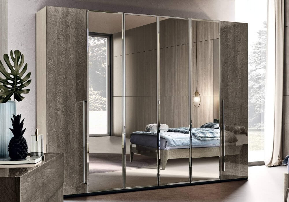 Camel Tekno Night Silver Birch Italian 6 Door Wardrobe