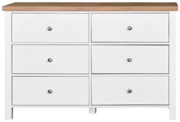 Astbury White and Oak 6 Drawer Chest