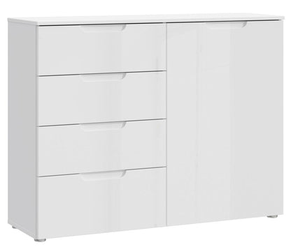 Sienna High Gloss White 1 Door 4 Drawer Chest