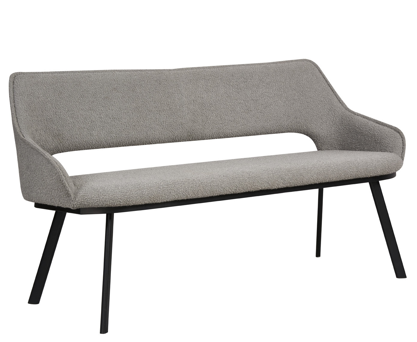 Light Grey Fabric Dining Bench with Back