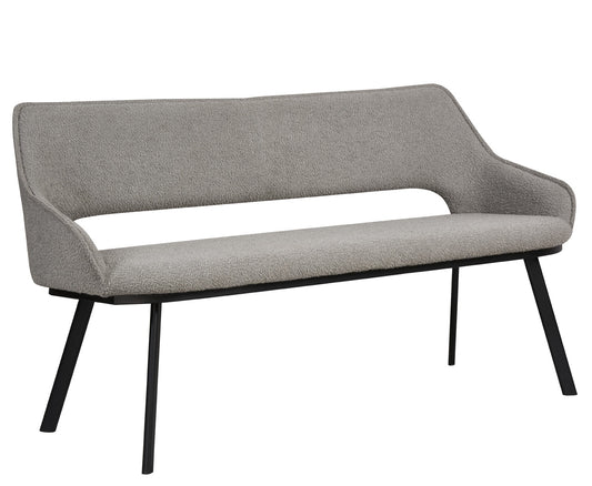 Light Grey Fabric Dining Bench with Back