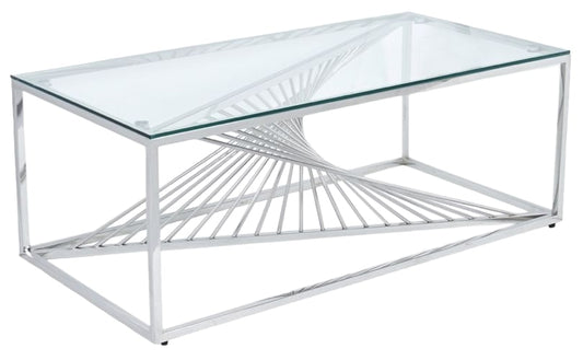 Calabria Glass and Stainless Steel Coffee Table