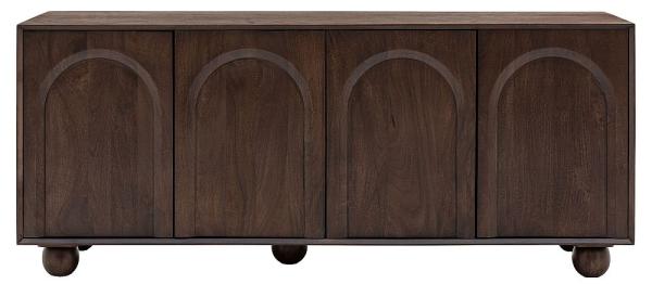 Arc Dark Mango Wood Large Sideboard - 4 Doors