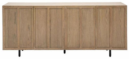 Panelled Grey Washed Oak Large Sideboard - 4 Doors