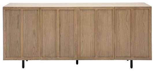 Panelled Grey Washed Oak Large Sideboard - 4 Doors