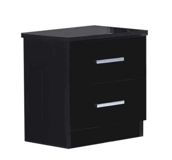 Ambra Black Italian 2 Drawer Bedside Cabinet