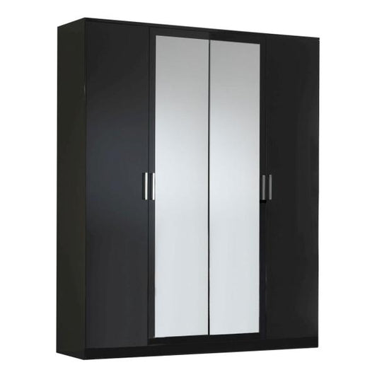 Ambra Black Italian 4 Door Wardrobe