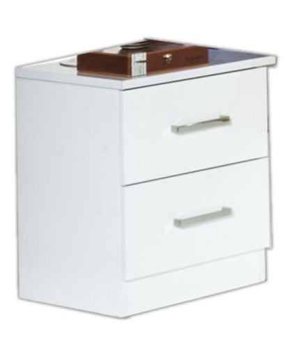 Ambra White Italian 2 Drawer Bedside Cabinet