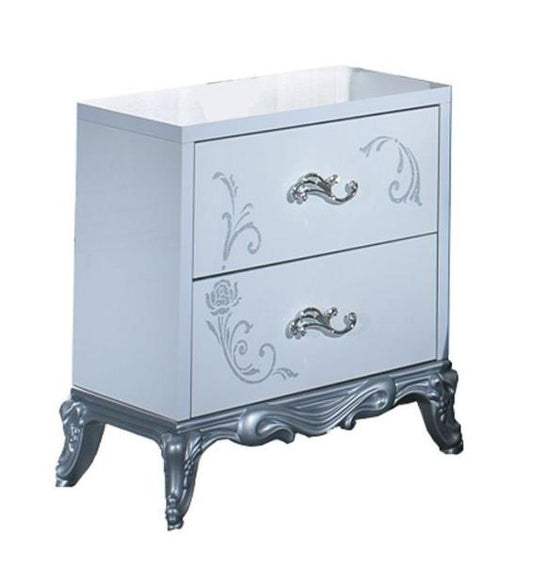 Daniela White Italian 2 Drawer Bedside Cabinet