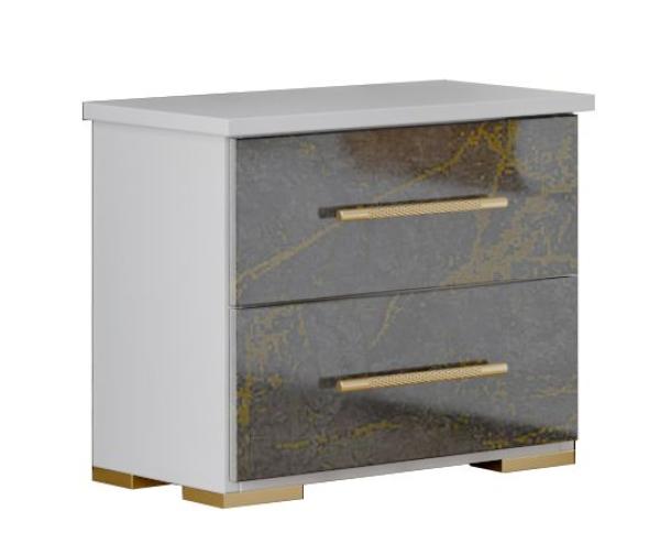 Dalia Grey Italian 2 Drawer Bedside Cabinet