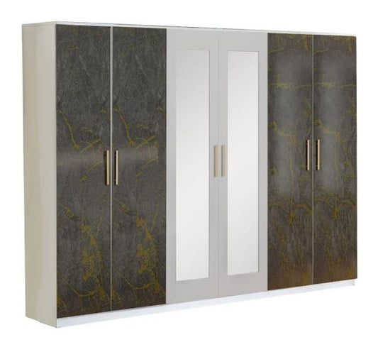 Dalia Grey Italian 6 Door Wardrobe