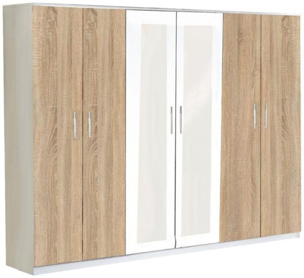 Dalia Light Oak Italian 6 Door Wardrobe