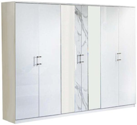 Cristal White Italian Marble 6 Door Wardrobe