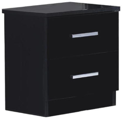 Simona Black Italian 2 Drawer Bedside Cabinet