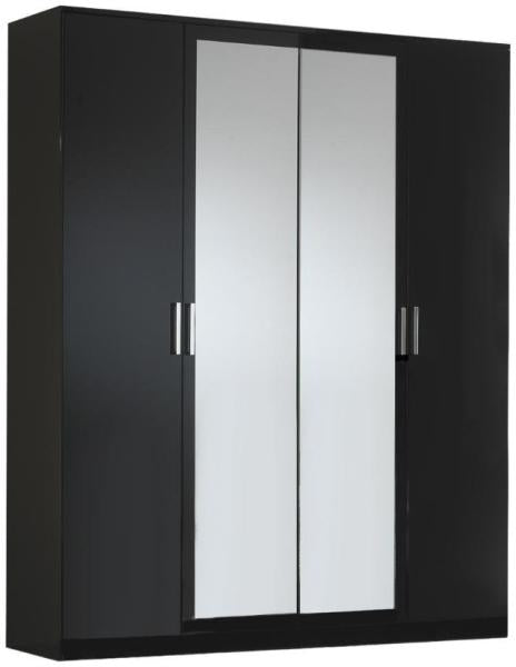 Simona Black Italian 4 Door Wardrobe