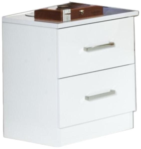 Simona White Italian 2 Drawer Bedside Cabinet